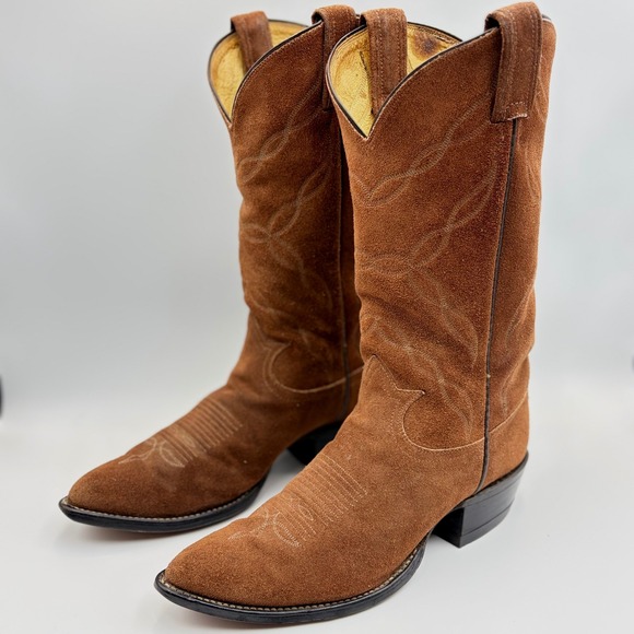 VTG Tony Lama 6995 Womens Sz 8D Brown Suede Roughout Western Cowboy Boots USA - Picture 3 of 15